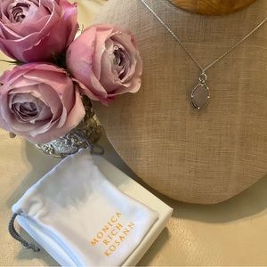 NEW MONICA RICH KOSANN Sterling Silver Oval Pinstripe Half Locket